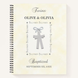 Cuaderno Bautismo gemelo en cruces amarillas 2 personalizad