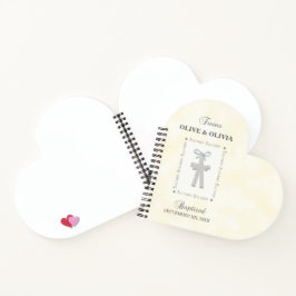 Cuaderno Bautismo gemelo en cruces amarillas 2 personalizad