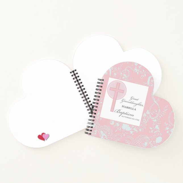 Cuaderno Bautismo Gran Nieta Rosa Lace Personalizado (Interior)