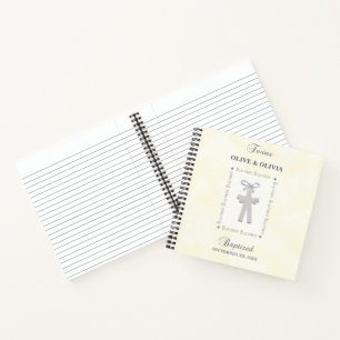 Cuaderno Bautizo de Gemelos en Cruces Amarillas Personaliza