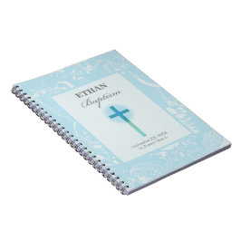 Cuaderno Bautizo de Niño con Encaje Azul