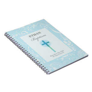 Cuaderno Bautizo de Niño con Encaje Azul