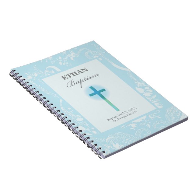 Cuaderno Bautizo de Niño con Encaje Azul (Lado Derecho)