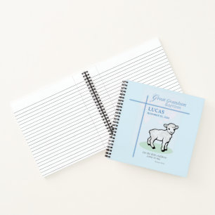 Cuaderno Bautizo del Bisnieto Cordero Azul Personalizado