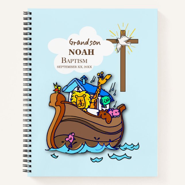 Cuaderno Bautizo del nieto Arca de Noé Personalizado (Anverso)