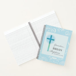 Cuaderno Bautizo del nieto encaje azul personalizado