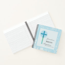 Cuaderno Bautizo del nieto encaje azul personalizado