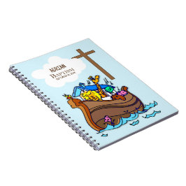 Cuaderno Bautizo Niño Arca de Noé, Personalizado Animales L