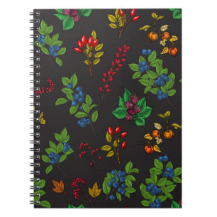 Cuaderno Bayas otoñales sobre marrón chocolate