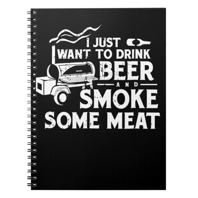 Cuaderno BBQ Fumar Pitmaster Regalo Bebe Cerveza Humo Carne (Frente)