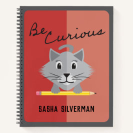 Cuaderno Be Curious Silver Color persa Kitty Sombreado Rosa