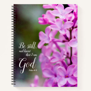 Cuaderno Be Still Psalm 46:10 Flores De Lino Púrpura