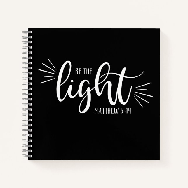 Cuaderno Be the Light Matthew 5:14 en White Journal (Anverso)