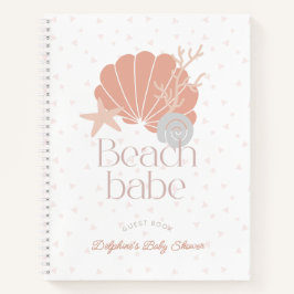 Cuaderno Beach Babe Seashell Pink Baby Shower Guest Book