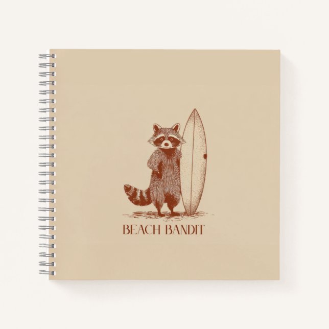 Cuaderno Beach Bandit Raccoon Surfer – Funny Vintage (Anverso)
