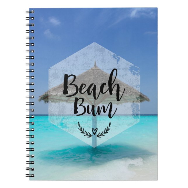 Cuaderno Beach Bum con paraguas de playa con techo de paja (Frente)