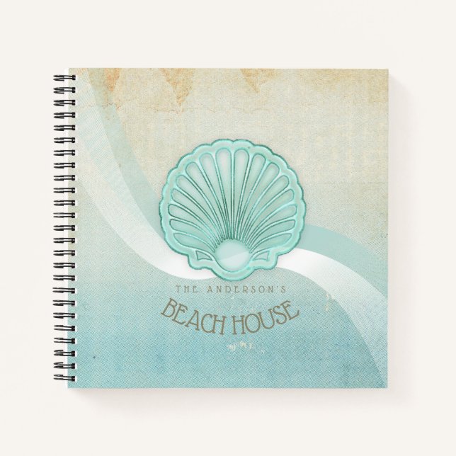 Cuaderno Beach House Clam Shell Aqua Blue ID623 (Anverso)