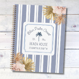 Cuaderno Beach House Guest Book Blue Stripes Boho costero