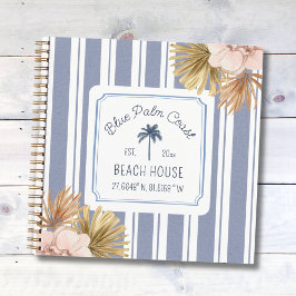 Cuaderno Beach House Guestbook Blue Stripes Coastal Boho