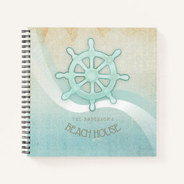 Cuaderno Beach House Nautical Boat Helm Aqua Blue ID623