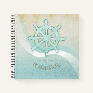 Cuaderno Beach House Nautical Boat Helm Aqua Blue ID623