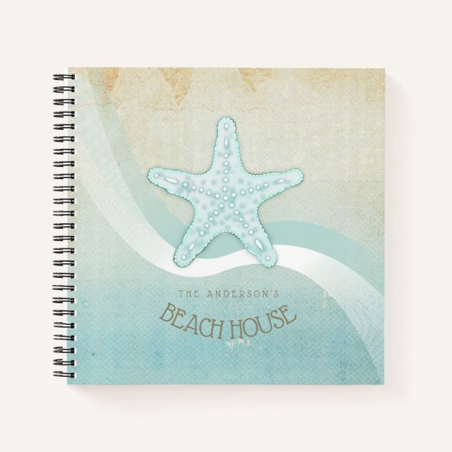 Cuaderno Beach House Nautical Starfish Aqua Blue ID623 (Anverso)