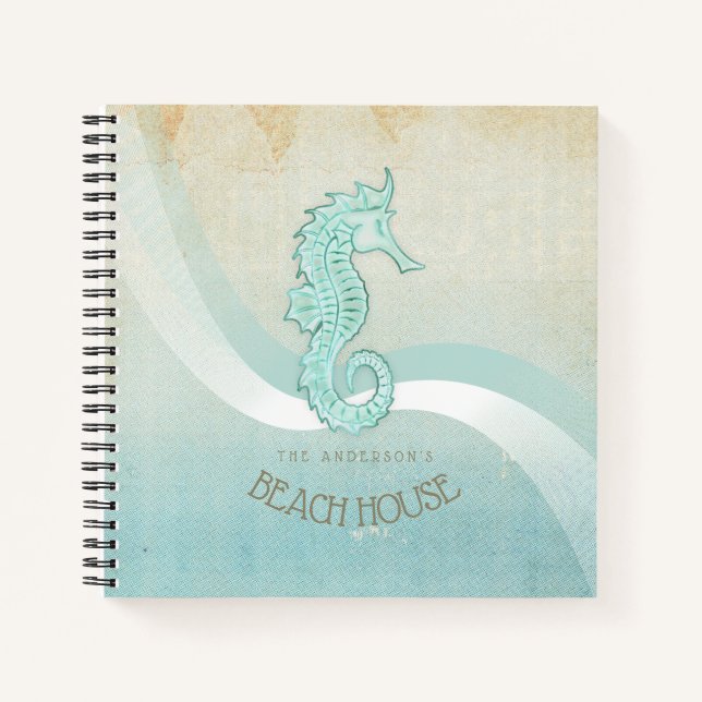 Cuaderno Beach House Seahorse Aqua Blue ID623 (Anverso)