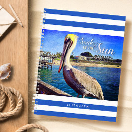 Cuaderno Beach Pelican Blue White Stripes sumerge en el sol
