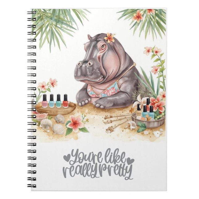 Cuaderno Beach Spa Hippo in Bikini Manicure Coastal Beauty (Frente)
