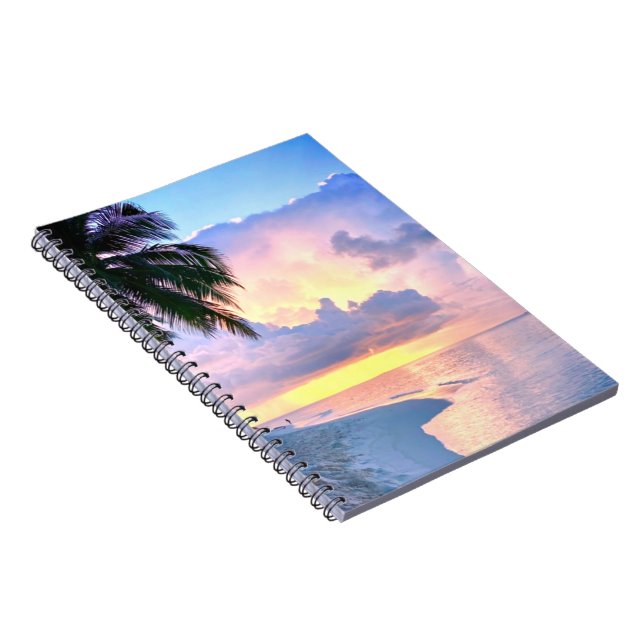 Cuaderno Beach Sunset ocean sand palmtree Maldives Miami (Lado Derecho)