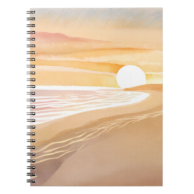 Cuaderno Beach Sunset Watercolor | Amarillo hermoso (Frente)