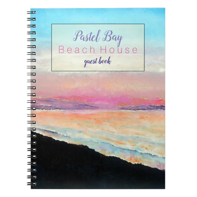 Cuaderno Beach Vacation Rental Pastel Sunset Guest Book (Frente)