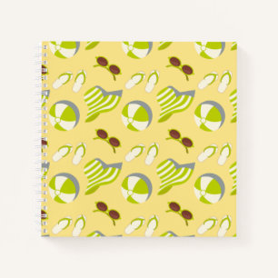 Cuaderno Beach vacay pattern with sunglasses and sun hat 