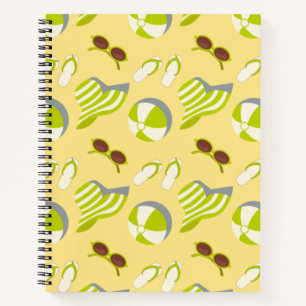 Cuaderno Beach vacay pattern with sunglasses and sun hat 