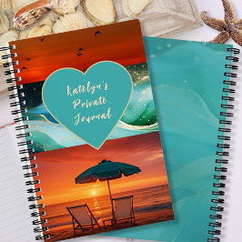 Cuaderno Beach Vibe Sunset Personalized Spiral Notebook