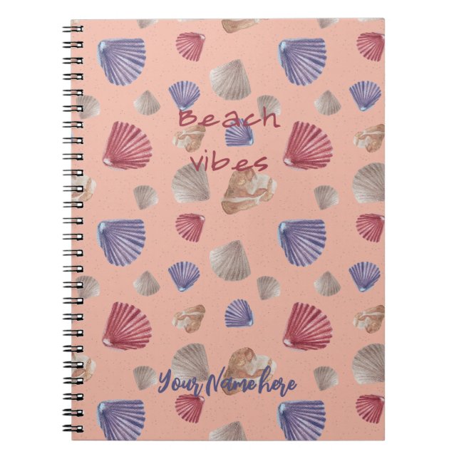 Cuaderno Beach Vibes text and personal name (Frente)