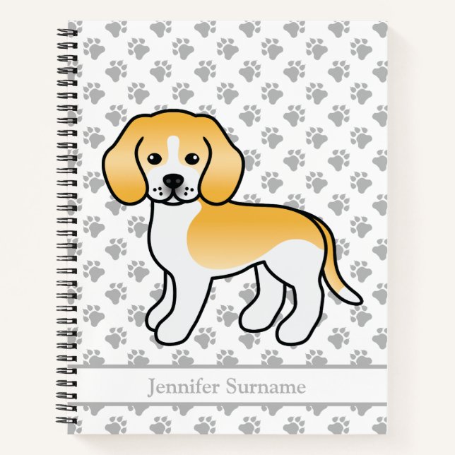 Cuaderno Beagle Blanco Y Limón Perro De Dibujos Animados Li (Anverso)