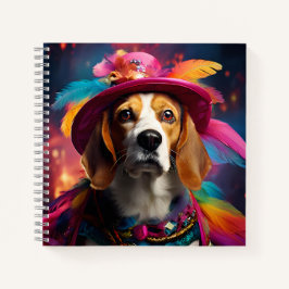 Cuaderno Beagle en un Gorra de Feathered