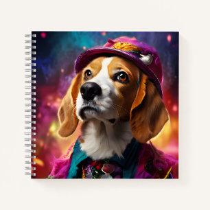 Cuaderno Beagle en un Gorra rosado