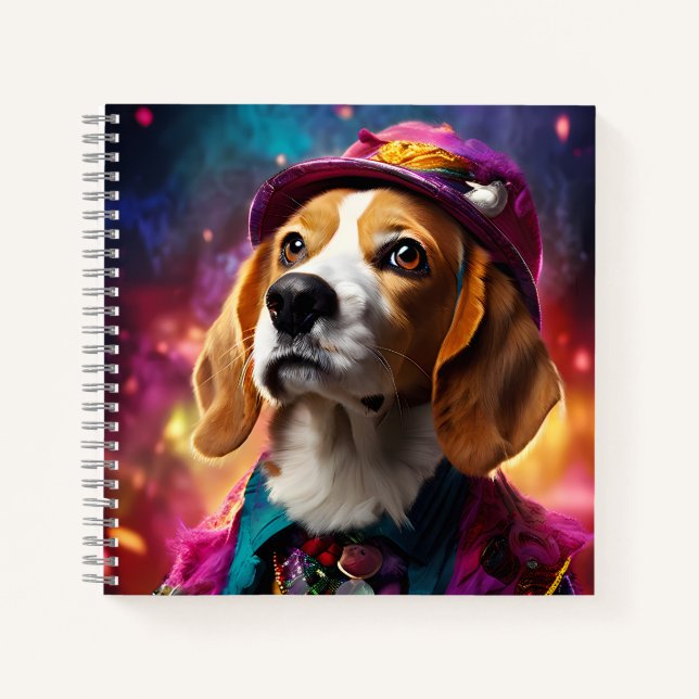 Cuaderno Beagle en un Gorra rosado (Anverso)