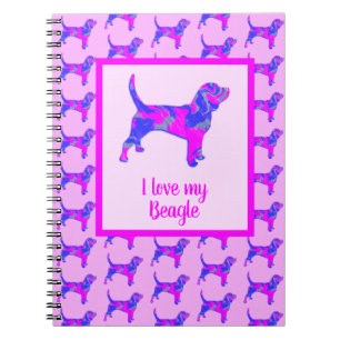 Cuaderno Beagle Hounds Perro Lover Silueta rosa y azul