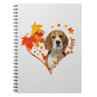 Cuaderno Beagle me hace feliz caída de hojas de corazón