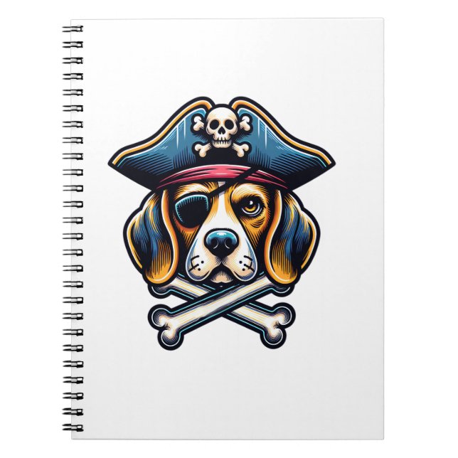 Cuaderno Beagle Pirate Costume Skull Crossbone Dog Amantes (Frente)