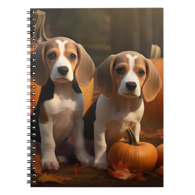 Cuaderno Beagle Puppy Calabaza deslumbrante de otoño (Frente)
