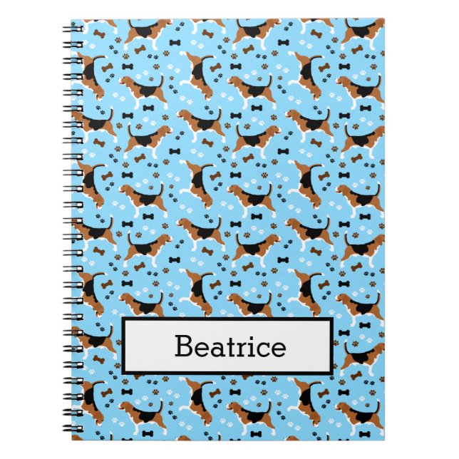 Cuaderno Beagles Hound Dog Paw Print Blue (Frente)