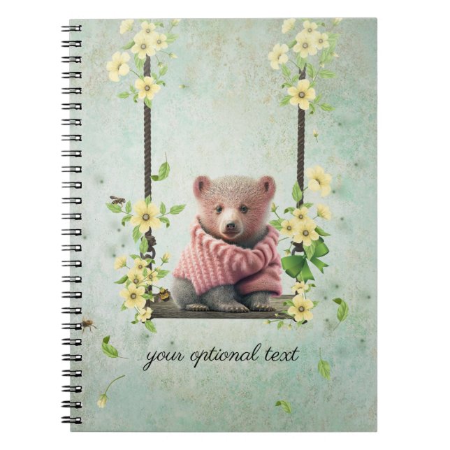 Cuaderno Bear Cub Swinging Flor Vino (Frente)