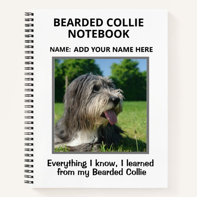 Cuaderno Bearded Collie Composition Notebook (Anverso)