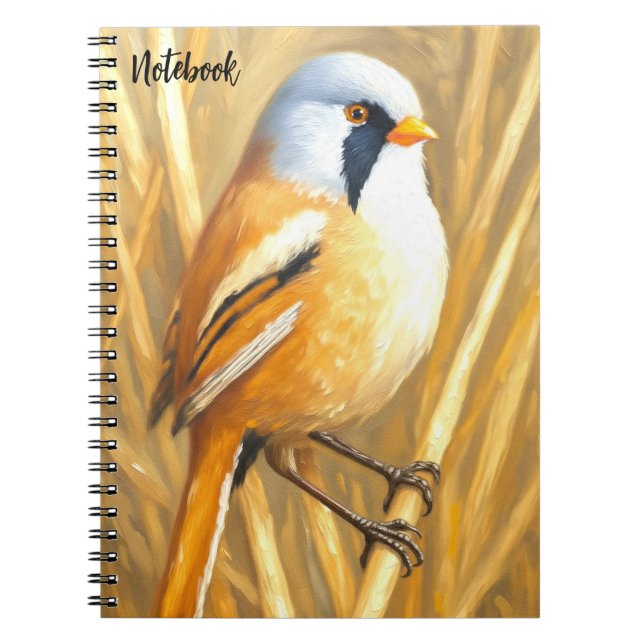 Cuaderno Bearded Reedling Bird Art Notebook | Wildlife Jour (Frente)