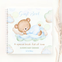 Bearly Wait Green Blue Boy Baby Guest Book