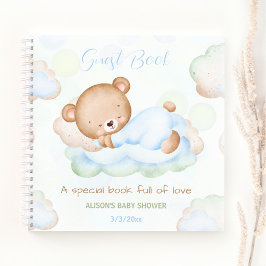 Cuaderno Bearly Wait Green Blue Boy Baby Guest Book